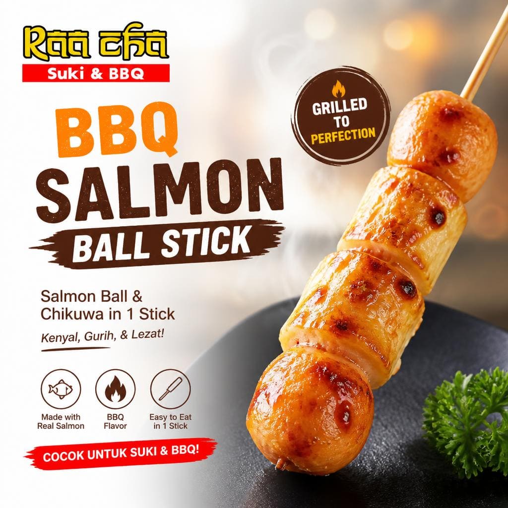 BBQ Salmon Ball Stick Raa Cha Suki & BBQ